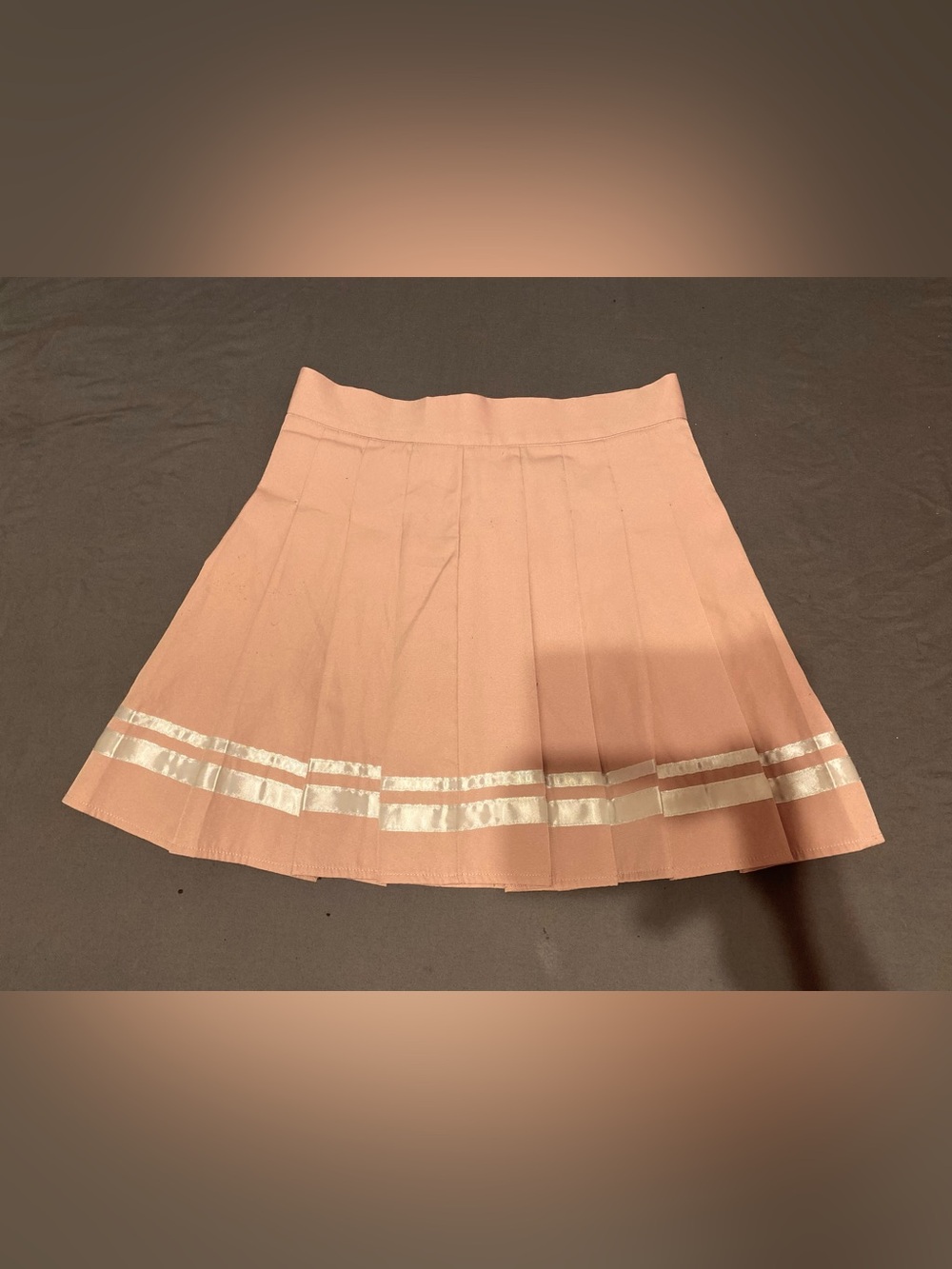Romwe pastel pink pleated mini skirt with white stripes, size M (waist 26 in)